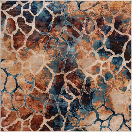 Brick Red 10' x 10' Mystic Square Area Rug 100% Polypropylene Abstract Modern Carpet for Living Rooms, Dining, Bedrooms, Office for Sale at Rug Engine