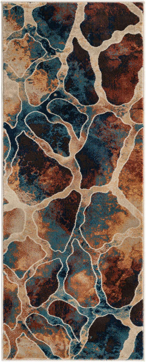 Brick Red 2' x 5' 1 Mystic Runner Area Rug 100% Polypropylene Abstract Modern Carpet for Living Rooms, Dining, Bedrooms, Office for Sale at Rug Engine