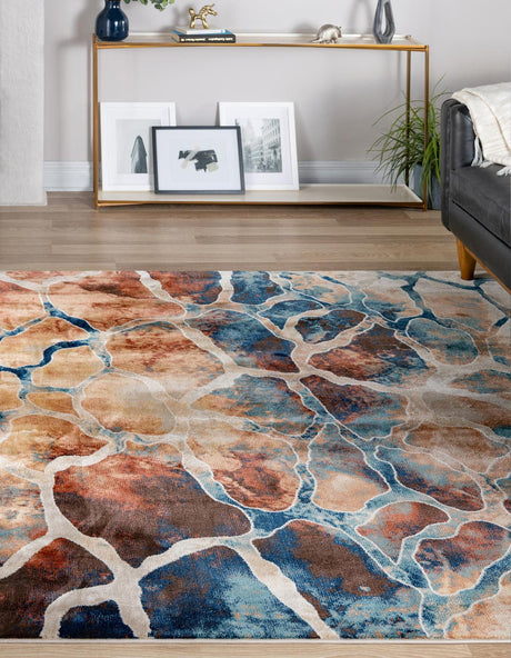 Brick Red 5' 3 x 5' 3 Mystic Square Area Rug 100% Polypropylene Abstract Modern Carpet for Living Rooms, Dining, Bedrooms, Office for Sale at Rug Engine
