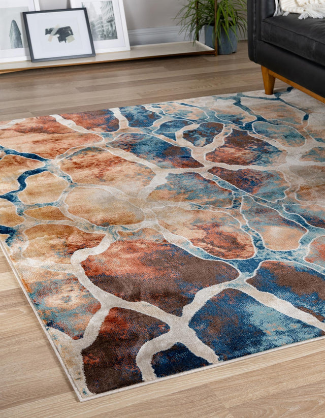 Brick Red 6' 1 x 6' 1 Mystic Square Area Rug 100% Polypropylene Abstract Modern Carpet for Living Rooms, Dining, Bedrooms, Office for Sale at Rug Engine