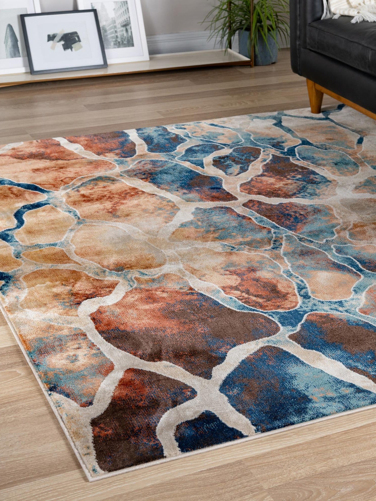 Brick Red 10' x 10' Mystic Square Area Rug 100% Polypropylene Abstract Modern Carpet for Living Rooms, Dining, Bedrooms, Office for Sale at Rug Engine