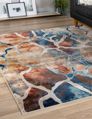 Brick Red 10' x 10' Mystic Square Area Rug 100% Polypropylene Abstract Modern Carpet for Living Rooms, Dining, Bedrooms, Office for Sale at Rug Engine