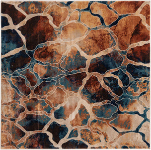 Brick Red 6' 1 x 6' 1 Mystic Square Area Rug 100% Polypropylene Abstract Modern Carpet for Living Rooms, Dining, Bedrooms, Office for Sale at Rug Engine