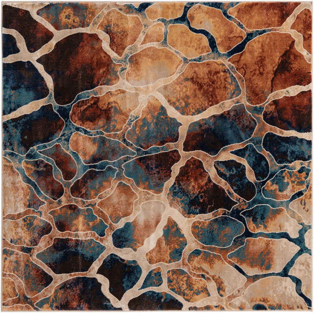 Brick Red 6' 1 x 6' 1 Mystic Square Area Rug 100% Polypropylene Abstract Modern Carpet for Living Rooms, Dining, Bedrooms, Office for Sale at Rug Engine