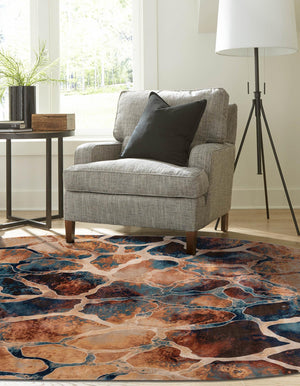 Brick Red 7' 10 x 10' Mystic Oval Area Rug 100% Polypropylene Abstract Modern Carpet for Living Rooms, Dining, Bedrooms, Office for Sale at Rug Engine