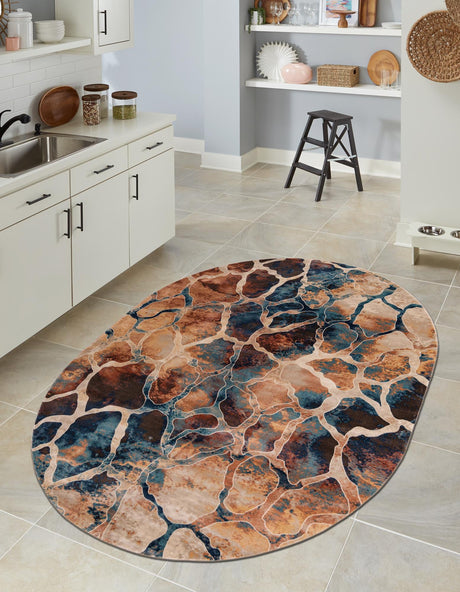 Brick Red 7' 10 x 10' Mystic Oval Area Rug 100% Polypropylene Abstract Modern Carpet for Living Rooms, Dining, Bedrooms, Office for Sale at Rug Engine
