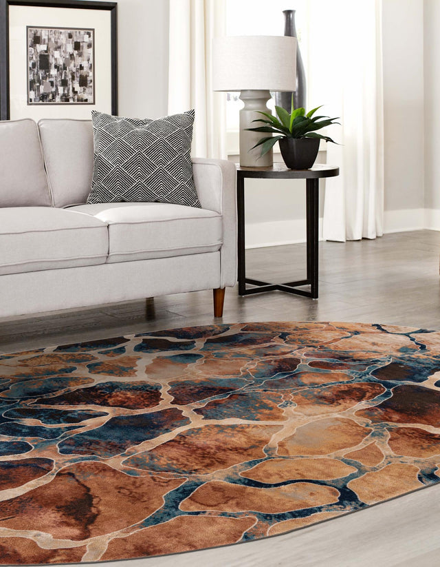 Brick Red 6' 1 x 9' Mystic Oval Area Rug 100% Polypropylene Abstract Modern Carpet for Living Rooms, Dining, Bedrooms, Office for Sale at Rug Engine