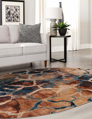 Brick Red 7' 10 x 10' Mystic Oval Area Rug 100% Polypropylene Abstract Modern Carpet for Living Rooms, Dining, Bedrooms, Office for Sale at Rug Engine