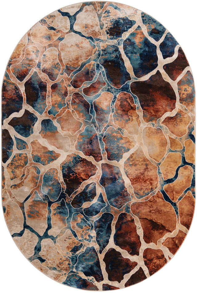 Brick Red 6' 1 x 9' Mystic Oval Area Rug 100% Polypropylene Abstract Modern Carpet for Living Rooms, Dining, Bedrooms, Office for Sale at Rug Engine
