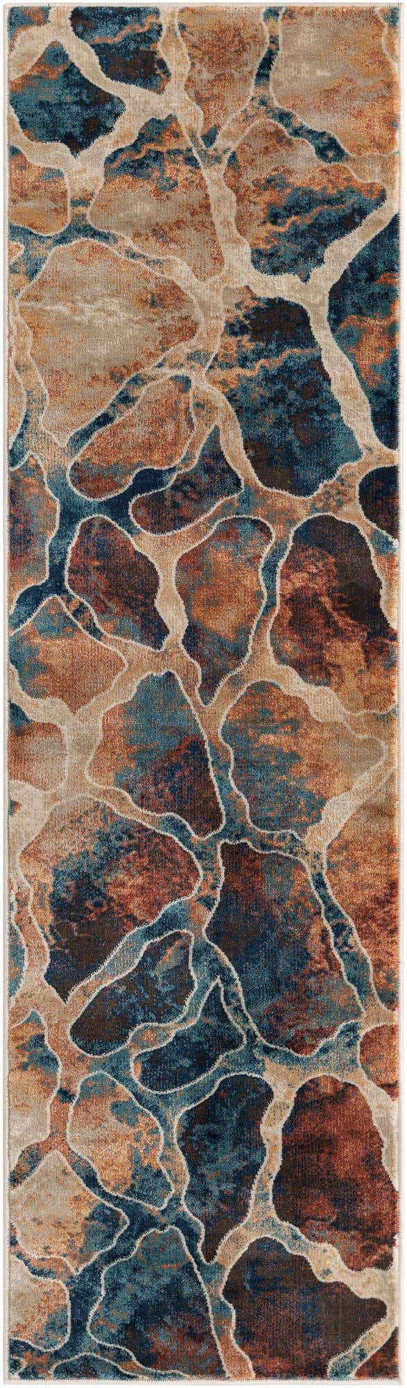 Brick Red 2' x 7' 1 Mystic Runner Area Rug 100% Polypropylene Abstract Modern Carpet for Living Rooms, Dining, Bedrooms, Office for Sale at Rug Engine