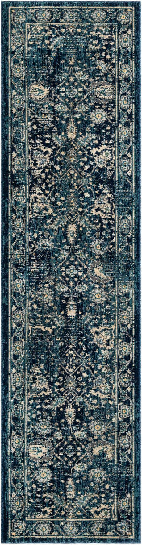 Navy Blue 2' 7 x 10' Oslo Runner Area Rug 100% Polypropylene Traditional Classic Vintage Distressed Carpet for Indoor Home Decor for Sale at Rug Engine
