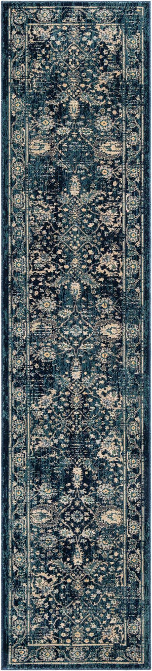 Navy Blue 2' 7 x 12' Oslo Runner Area Rug 100% Polypropylene Traditional Classic Vintage Distressed Carpet for Indoor Home Decor for Sale at Rug Engine