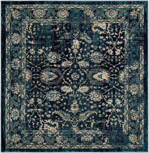 Navy Blue 6' 1 x 6' 1 Oslo Square Area Rug 100% Polypropylene Traditional Classic Vintage Distressed Carpet for Indoor Home Decor for Sale at Rug Engine