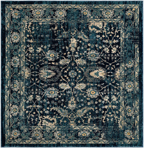 Navy Blue 6' 1 x 6' 1 Oslo Square Area Rug 100% Polypropylene Traditional Classic Vintage Distressed Carpet for Indoor Home Decor for Sale at Rug Engine