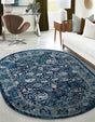 Navy Blue 7' 10 x 10' Oslo Oval Area Rug 100% Polypropylene Traditional Classic Vintage Distressed Carpet for Indoor Home Decor for Sale at Rug Engine