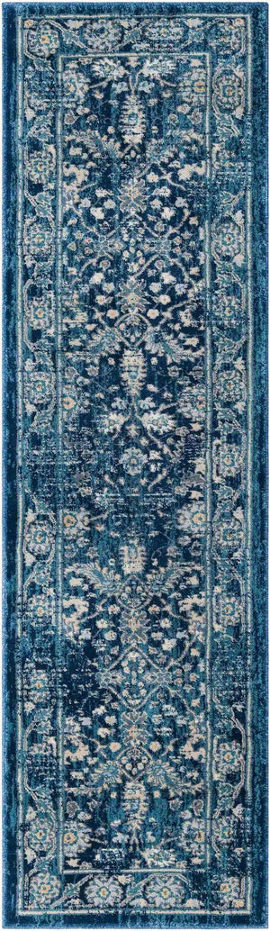 Navy Blue 2' x 7' 1 Oslo Runner Area Rug 100% Polypropylene Traditional Classic Vintage Distressed Carpet for Indoor Home Decor for Sale at Rug Engine
