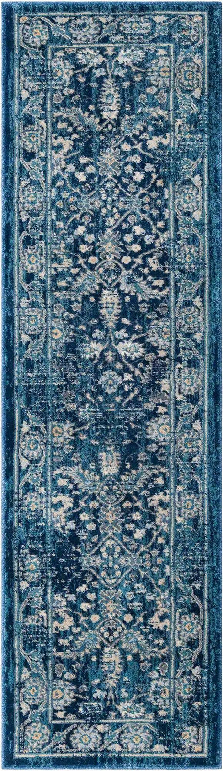 Navy Blue 2' x 7' 1 Oslo Runner Area Rug 100% Polypropylene Traditional Classic Vintage Distressed Carpet for Indoor Home Decor for Sale at Rug Engine