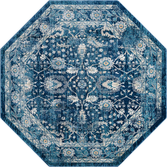 Navy Blue 7' 10 x 7' 10 Oslo Octagon Area Rug 100% Polypropylene Traditional Classic Vintage Distressed Carpet for Indoor Home Decor for Sale at Rug Engine