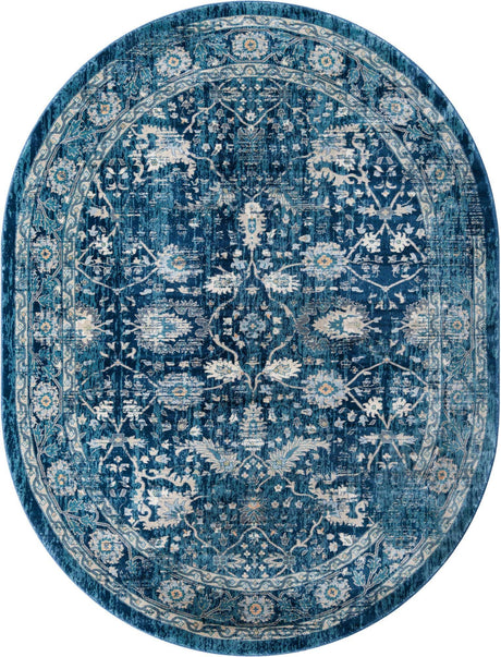 Navy Blue 7' 10 x 10' Oslo Oval Area Rug 100% Polypropylene Traditional Classic Vintage Distressed Carpet for Indoor Home Decor for Sale at Rug Engine
