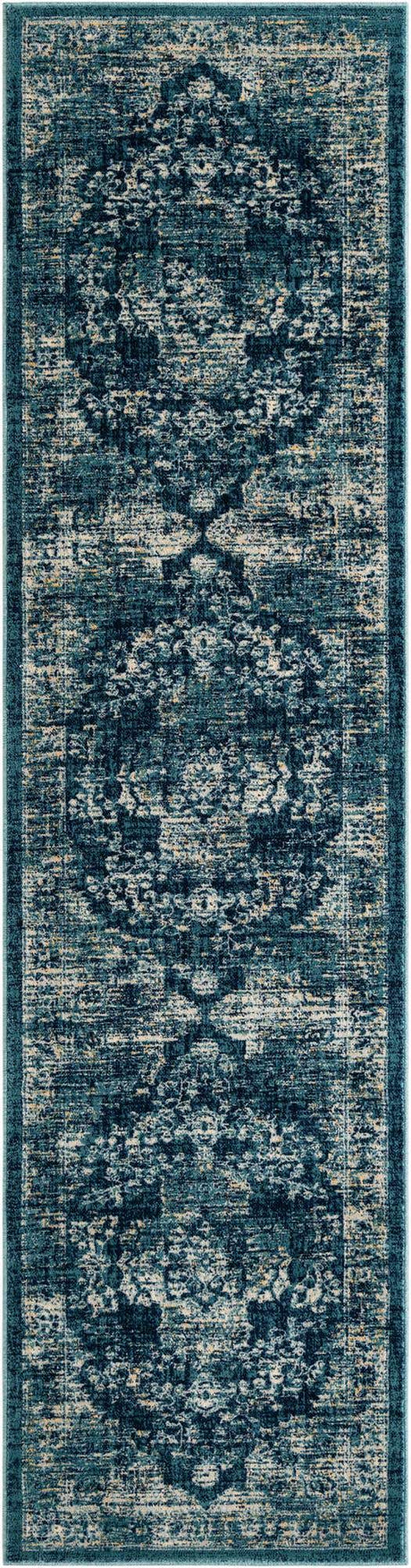 Navy Blue 2' 7 x 10' Oslo Runner Area Rug 100% Polypropylene Traditional Classic Vintage Distressed Carpet for Indoor Home Decor for Sale at Rug Engine