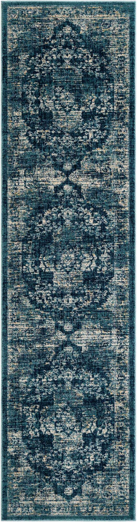 Navy Blue 2' 7 x 10' Oslo Runner Area Rug 100% Polypropylene Traditional Classic Vintage Distressed Carpet for Indoor Home Decor for Sale at Rug Engine