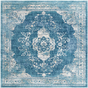 Navy Blue 10' x 10' Oslo Square Area Rug 100% Polypropylene Traditional Classic Vintage Distressed Carpet for Indoor Home Decor for Sale at Rug Engine