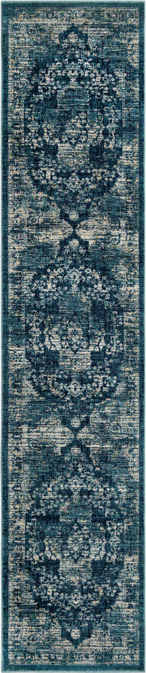 Navy Blue 2' 7 x 12' Oslo Runner Area Rug 100% Polypropylene Traditional Classic Vintage Distressed Carpet for Indoor Home Decor for Sale at Rug Engine