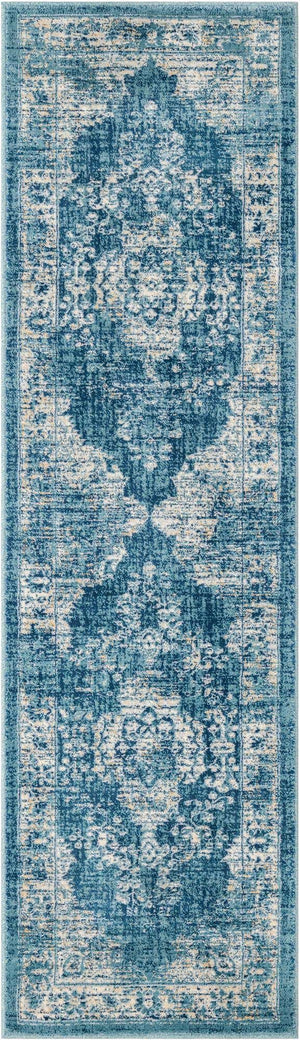 Navy Blue 2' x 5' 1 Oslo Runner Area Rug 100% Polypropylene Traditional Classic Vintage Distressed Carpet for Indoor Home Decor for Sale at Rug Engine