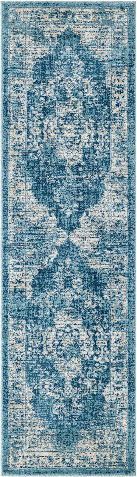 Navy Blue 2' x 5' 1 Oslo Runner Area Rug 100% Polypropylene Traditional Classic Vintage Distressed Carpet for Indoor Home Decor for Sale at Rug Engine