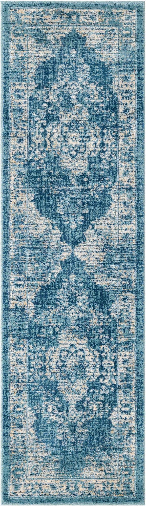 Navy Blue 2' x 5' 1 Oslo Runner Area Rug 100% Polypropylene Traditional Classic Vintage Distressed Carpet for Indoor Home Decor for Sale at Rug Engine