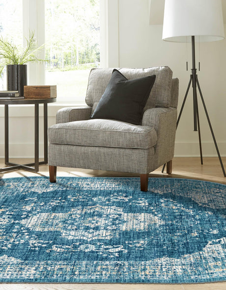 Navy Blue 6' 1 x 9' Oslo Oval Area Rug 100% Polypropylene Traditional Classic Vintage Distressed Carpet for Indoor Home Decor for Sale at Rug Engine