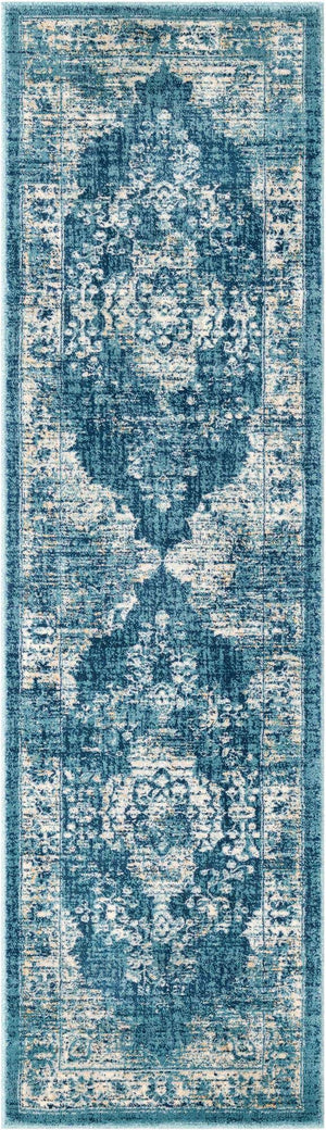 Navy Blue 2' x 7' 1 Oslo Runner Area Rug 100% Polypropylene Traditional Classic Vintage Distressed Carpet for Indoor Home Decor for Sale at Rug Engine