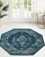 Navy Blue 5' 3 x 5' 3 Oslo Octagon Area Rug 100% Polypropylene Traditional Classic Vintage Distressed Carpet for Indoor Home Decor for Sale at Rug Engine