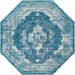 Navy Blue 7' 10 x 7' 10 Oslo Octagon Area Rug 100% Polypropylene Traditional Classic Vintage Distressed Carpet for Indoor Home Decor for Sale at Rug Engine