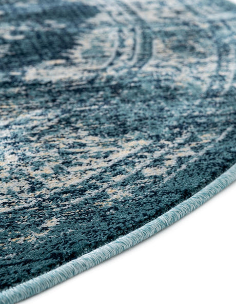 Navy Blue 7' 10 x 7' 10 Oslo Round Area Rug 100% Polypropylene Traditional Classic Vintage Distressed Carpet for Indoor Home Decor for Sale at Rug Engine