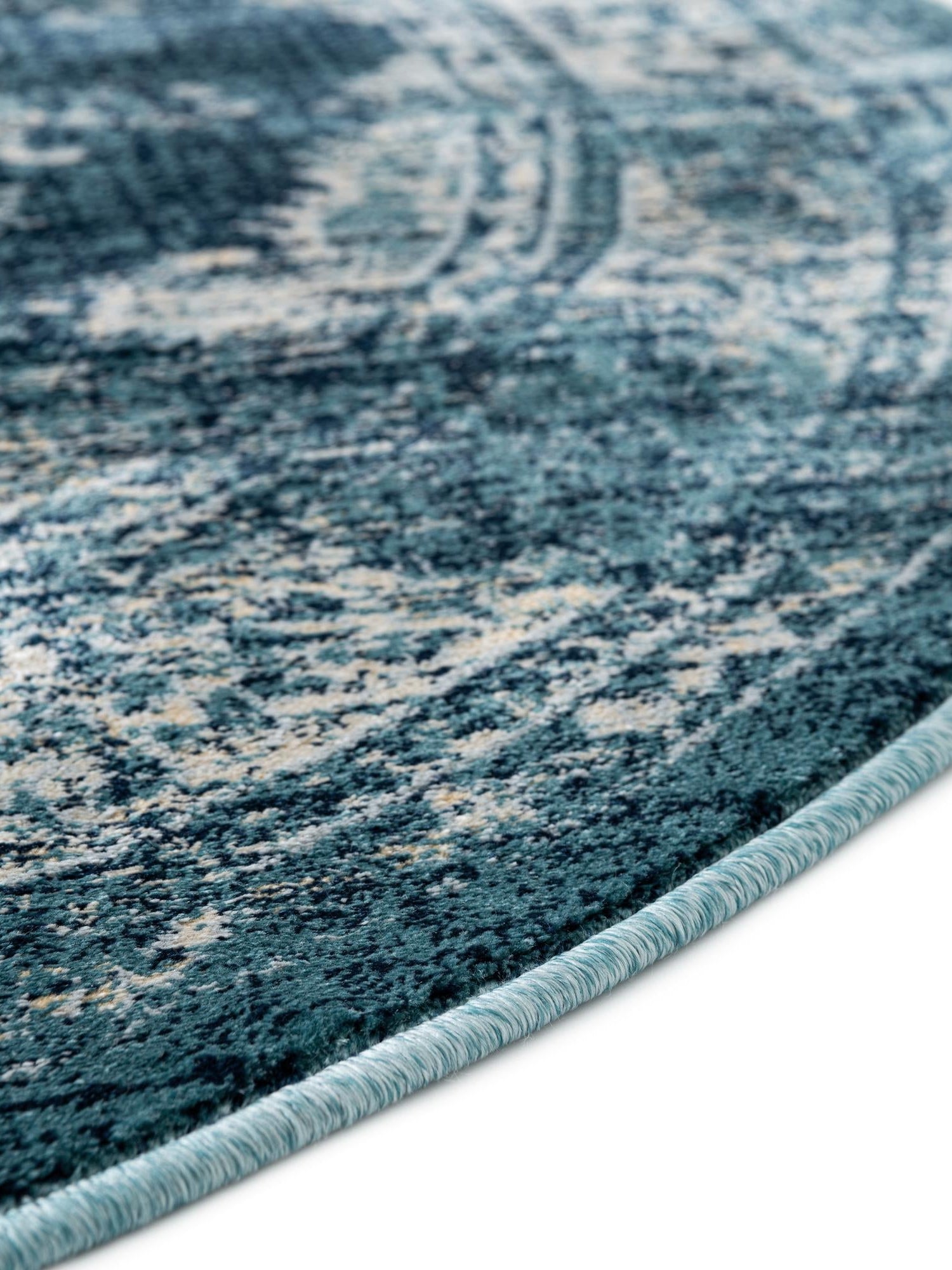 Navy Blue 3' 3 x 3' 3 Oslo Round Area Rug 100% Polypropylene Traditional Classic Vintage Distressed Carpet for Indoor Home Decor for Sale at Rug Engine