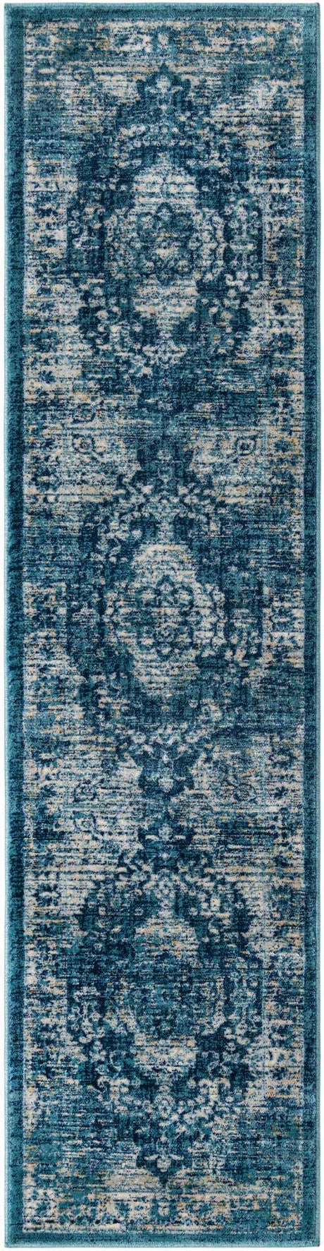 Navy Blue 2' x 8' Oslo Runner Area Rug 100% Polypropylene Traditional Classic Vintage Distressed Carpet for Indoor Home Decor for Sale at Rug Engine