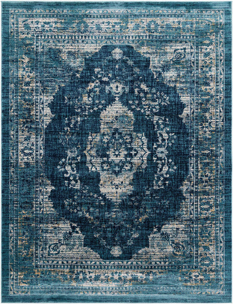 Navy Blue 7' 10 x 10' Oslo Rectangle Area Rug 100% Polypropylene Traditional Classic Vintage Distressed Carpet for Indoor Home Decor for Sale at Rug Engine