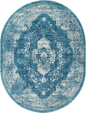 Navy Blue 7' 10 x 10' Oslo Oval Area Rug 100% Polypropylene Traditional Classic Vintage Distressed Carpet for Indoor Home Decor for Sale at Rug Engine