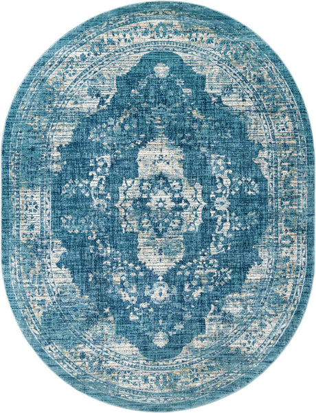 Navy Blue 7' 10 x 10' Oslo Oval Area Rug 100% Polypropylene Traditional Classic Vintage Distressed Carpet for Indoor Home Decor for Sale at Rug Engine