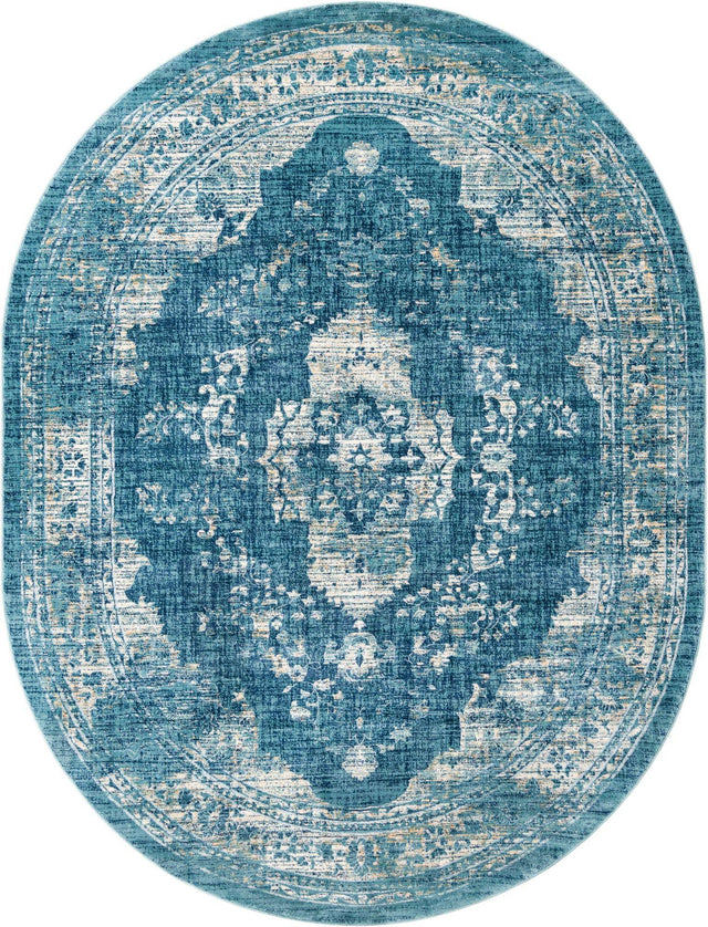 Navy Blue 7' 10 x 10' Oslo Oval Area Rug 100% Polypropylene Traditional Classic Vintage Distressed Carpet for Indoor Home Decor for Sale at Rug Engine