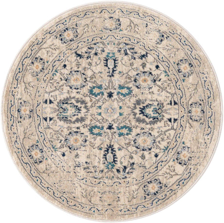 Beige 3' 3 x 3' 3 Oslo Round Area Rug 100% Polypropylene Traditional Classic Vintage Distressed Carpet for Indoor Home Decor for Sale at Rug Engine