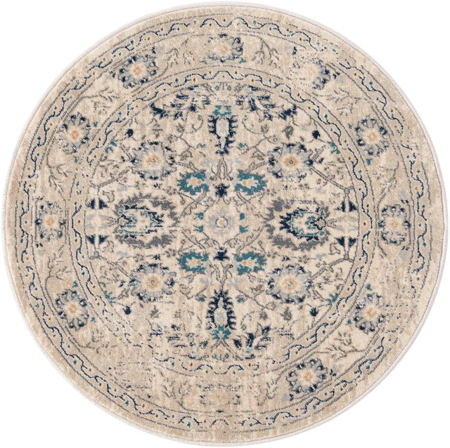 Beige 3' 3 x 3' 3 Oslo Round Area Rug 100% Polypropylene Traditional Classic Vintage Distressed Carpet for Indoor Home Decor for Sale at Rug Engine