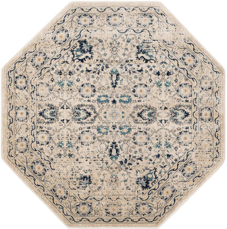 Beige 5' 3 x 5' 3 Oslo Octagon Area Rug 100% Polypropylene Traditional Classic Vintage Distressed Carpet for Indoor Home Decor for Sale at Rug Engine