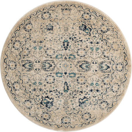 Beige 5' 3 x 5' 3 Oslo Round Area Rug 100% Polypropylene Traditional Classic Vintage Distressed Carpet for Indoor Home Decor for Sale at Rug Engine