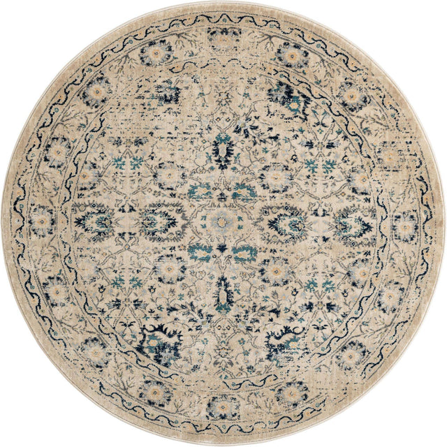Beige 5' 3 x 5' 3 Oslo Round Area Rug 100% Polypropylene Traditional Classic Vintage Distressed Carpet for Indoor Home Decor for Sale at Rug Engine