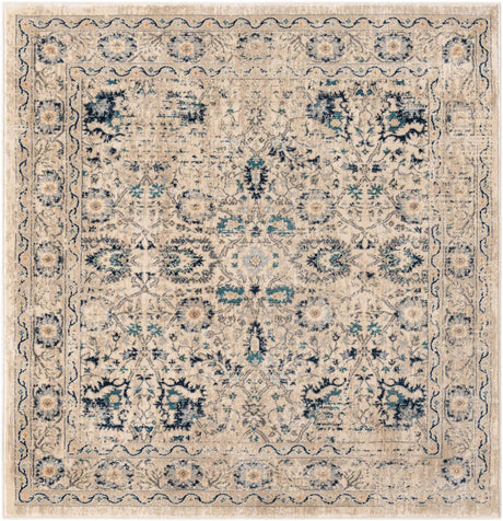 Beige 5' 3 x 5' 3 Oslo Square Area Rug 100% Polypropylene Traditional Classic Vintage Distressed Carpet for Indoor Home Decor for Sale at Rug Engine