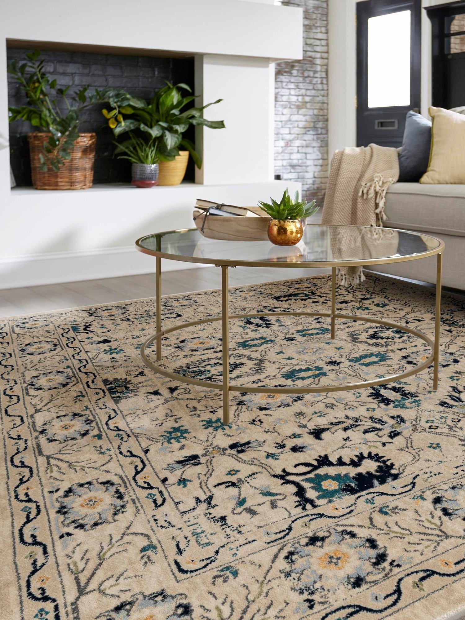 Beige 5' 3 x 5' 3 Oslo Square Area Rug 100% Polypropylene Traditional Classic Vintage Distressed Carpet for Indoor Home Decor for Sale at Rug Engine