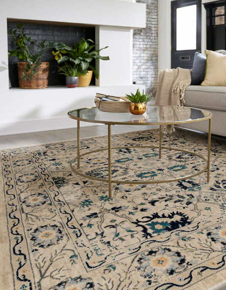 Beige 10' x 10' Oslo Square Area Rug 100% Polypropylene Traditional Classic Vintage Distressed Carpet for Indoor Home Decor for Sale at Rug Engine