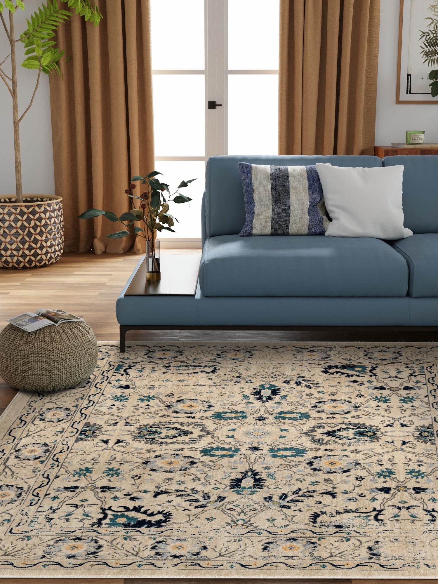 Beige 5' 3 x 5' 3 Oslo Square Area Rug 100% Polypropylene Traditional Classic Vintage Distressed Carpet for Indoor Home Decor for Sale at Rug Engine